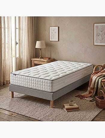 Ensemble matelas ressorts, mémoire de forme, H24, sommier kit gris