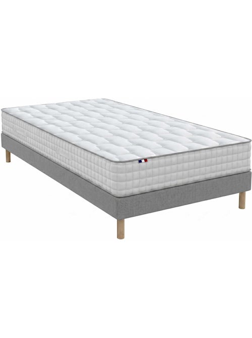 Ensemble matelas ressorts, mémoire de forme, H24, sommier kit gris - Kiabi Ensemble matelas ressorts, mémoire de forme, H24, sommier kit gris - Kiabi