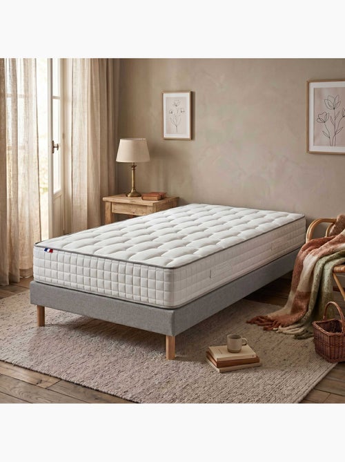 Ensemble matelas ressorts, mémoire de forme, H24, sommier kit gris - Kiabi Ensemble matelas ressorts, mémoire de forme, H24, sommier kit gris - Kiabi
