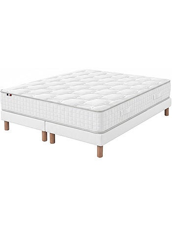 Ensemble matelas ressorts mémoire de forme odysee sommier déco blanc