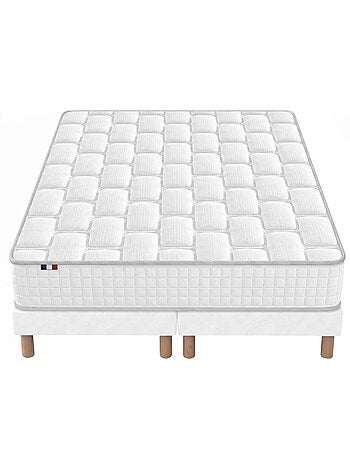 Ensemble matelas ressorts mémoire de forme odysee sommier déco blanc