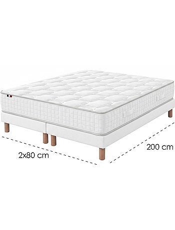Ensemble matelas ressorts mémoire de forme odysee sommier déco blanc
