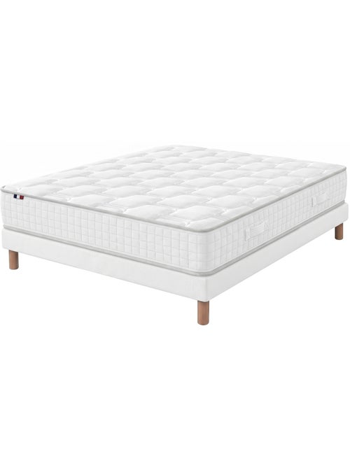 Ensemble matelas ressorts mémoire de forme odysee sommier déco blanc - Kiabi