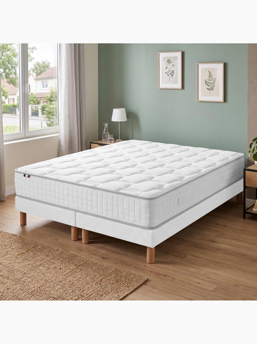 Ensemble matelas ressorts mémoire de forme odysee sommier déco blanc - Kiabi