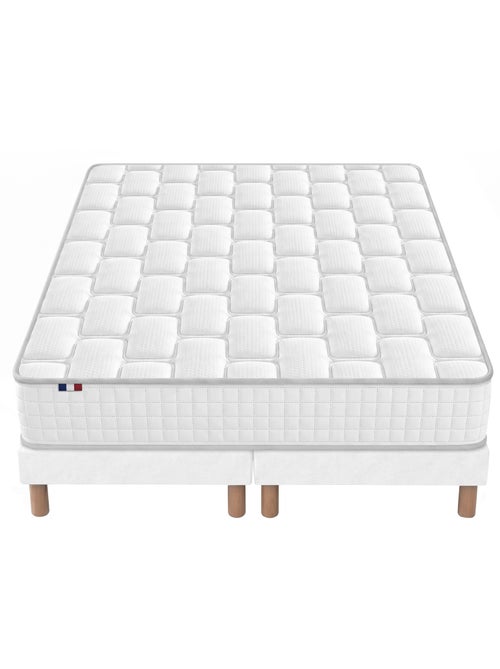 Ensemble matelas ressorts mémoire de forme odysee sommier déco blanc - Kiabi
