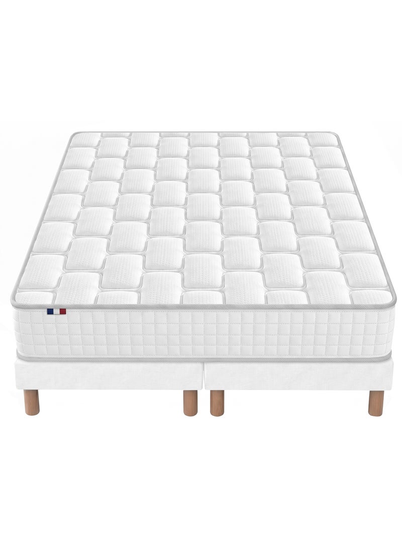 Ensemble matelas ressorts mémoire de forme odysee sommier déco blanc Blanc - Kiabi