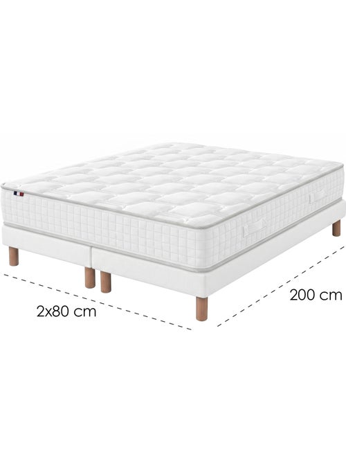 Ensemble matelas ressorts mémoire de forme odysee sommier déco blanc - Kiabi