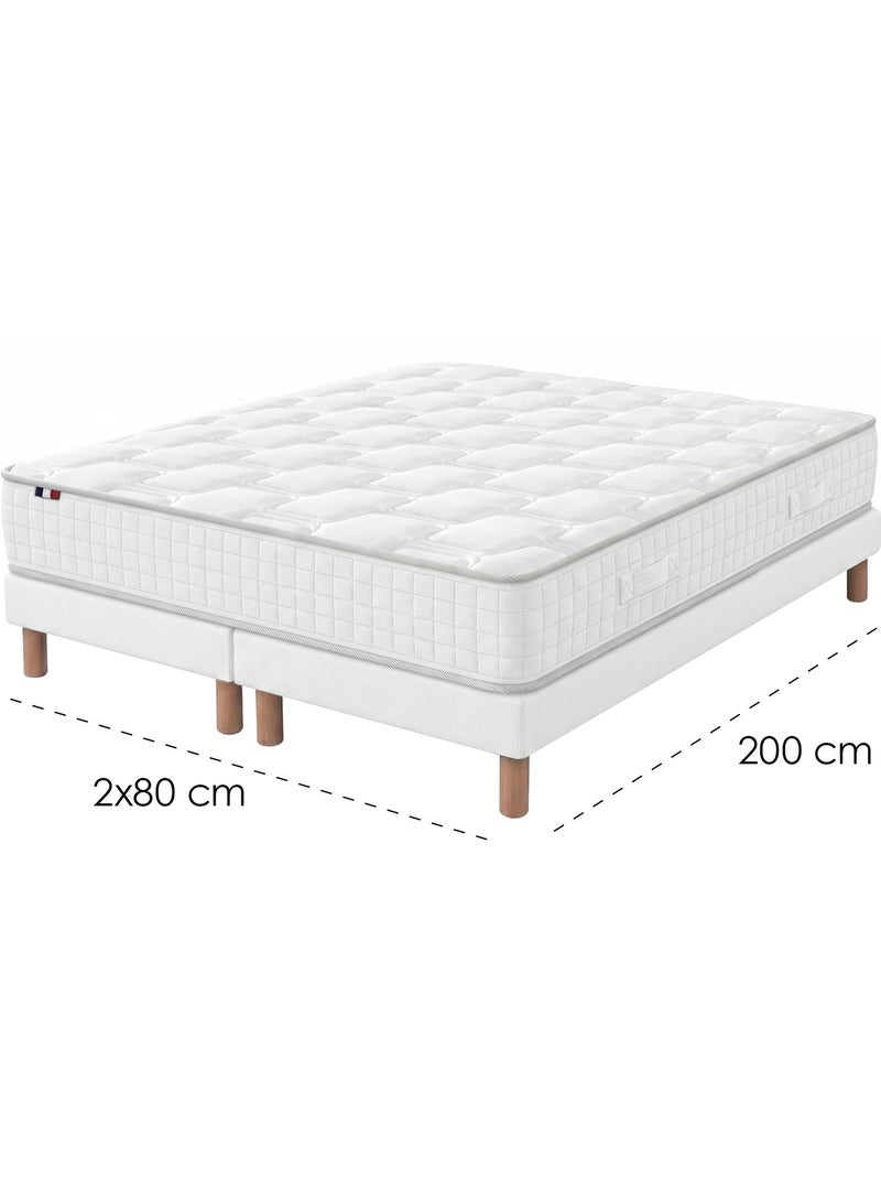Ensemble matelas ressorts mémoire de forme odysee sommier déco blanc Blanc - Kiabi