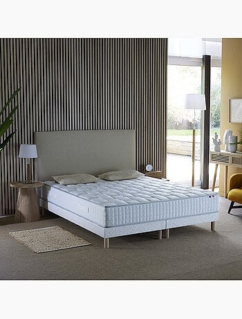 Ensemble Matelas Ressorts + Mémoire de forme ODYSSEE + Sommier Made in France , Sommier Gris chiné