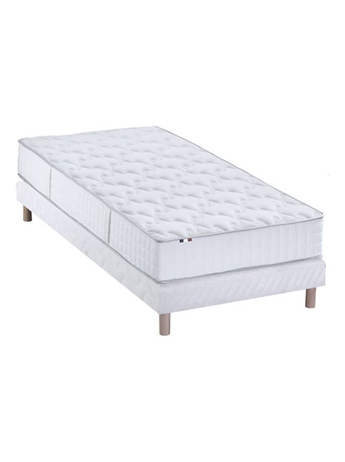 Ensemble Matelas Ressorts + Mémoire de forme ODYSSEE + Sommier Made in France , Sommier Blanc - Kiabi