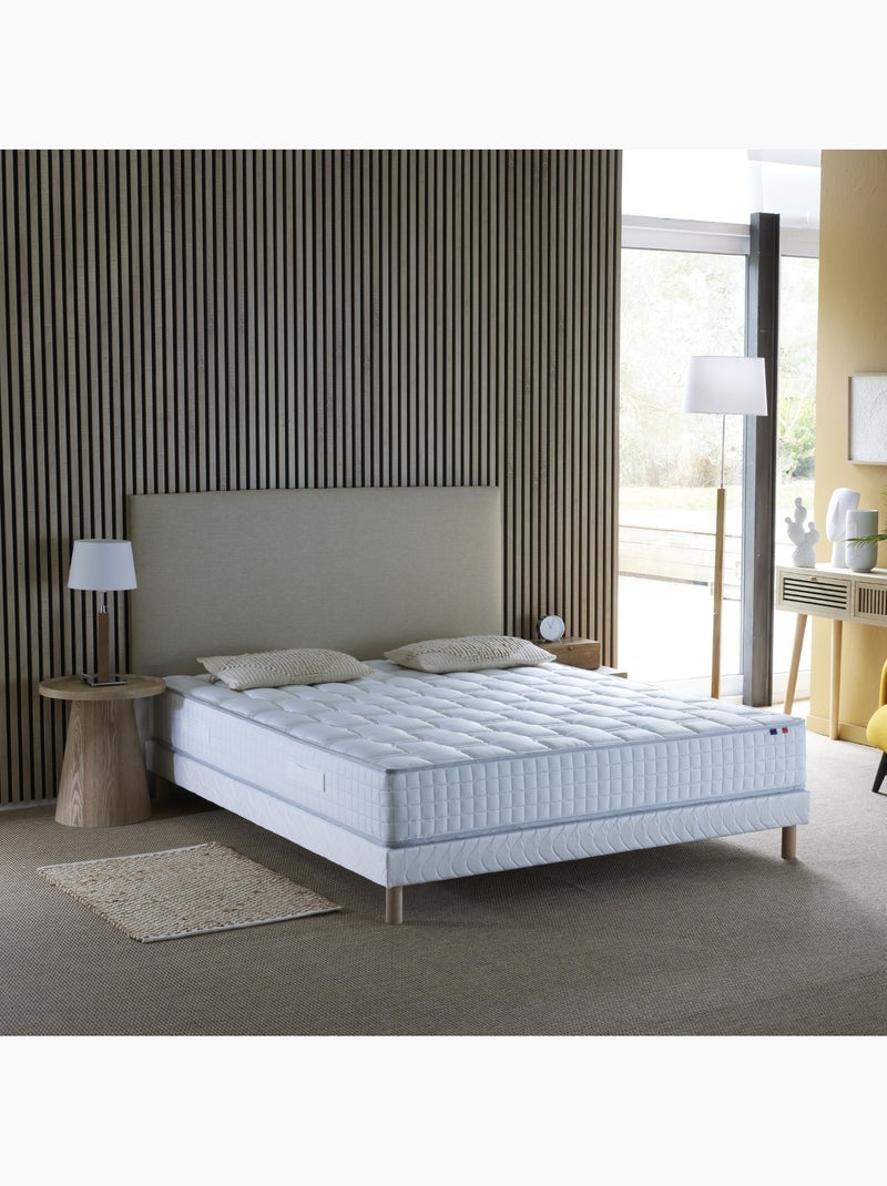 Ensemble Matelas Ressorts + Mémoire de forme ODYSSEE + Sommier Made in France , Sommier Blanc Blanc - Kiabi