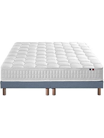 Ensemble Matelas Ressorts + Mémoire de forme ODYSSEE + Sommier Made in France , Sommier Gris chiné