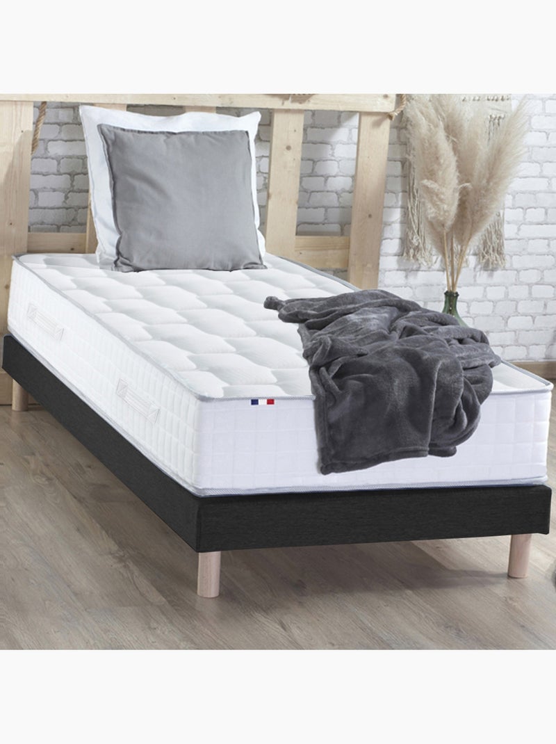 Ensemble Matelas Ressorts + Mémoire de forme ODYSSEE + Sommier Made in France , Sommier Noir gris anthracite - Kiabi