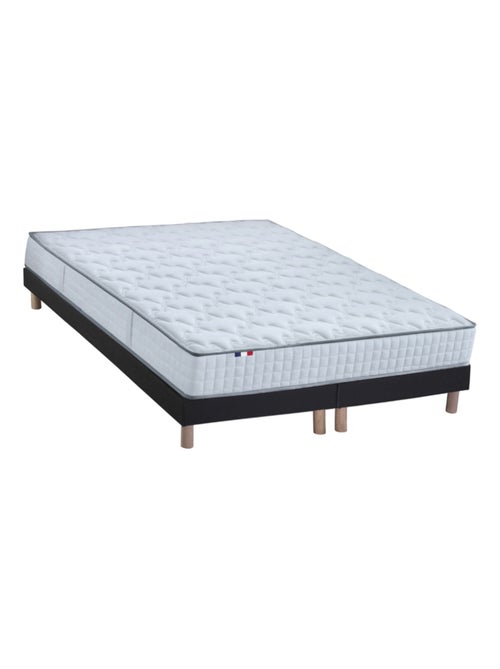 Ensemble Matelas Ressorts + Mémoire de forme ODYSSEE + Sommier Made in France , Sommier Noir - Kiabi