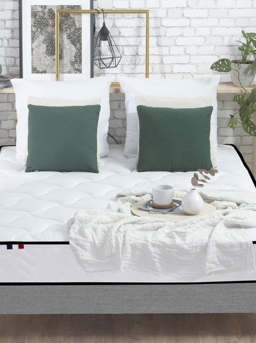 Ensemble Matelas Ressorts + Mémoire de forme + sommier ELOISE Made in France , Sommier Gris chiné - Kiabi