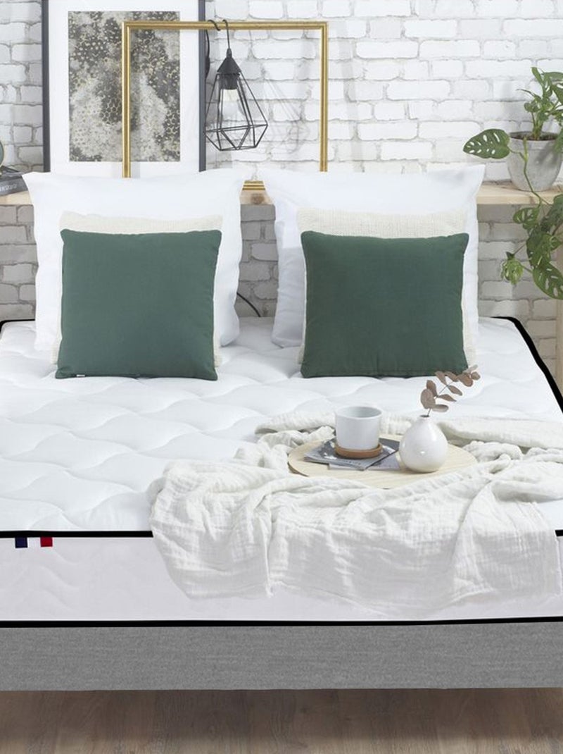 Ensemble Matelas Ressorts + Mémoire de forme + sommier ELOISE Made in France , Sommier Gris chiné Blanc - Kiabi
