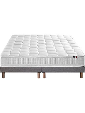 Ensemble matelas ressorts mémoire de forme sommier gris 2x90x200