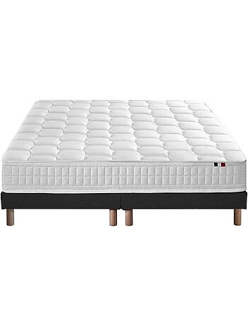 Ensemble matelas ressorts mémoire de forme sommier gris 2x90x200