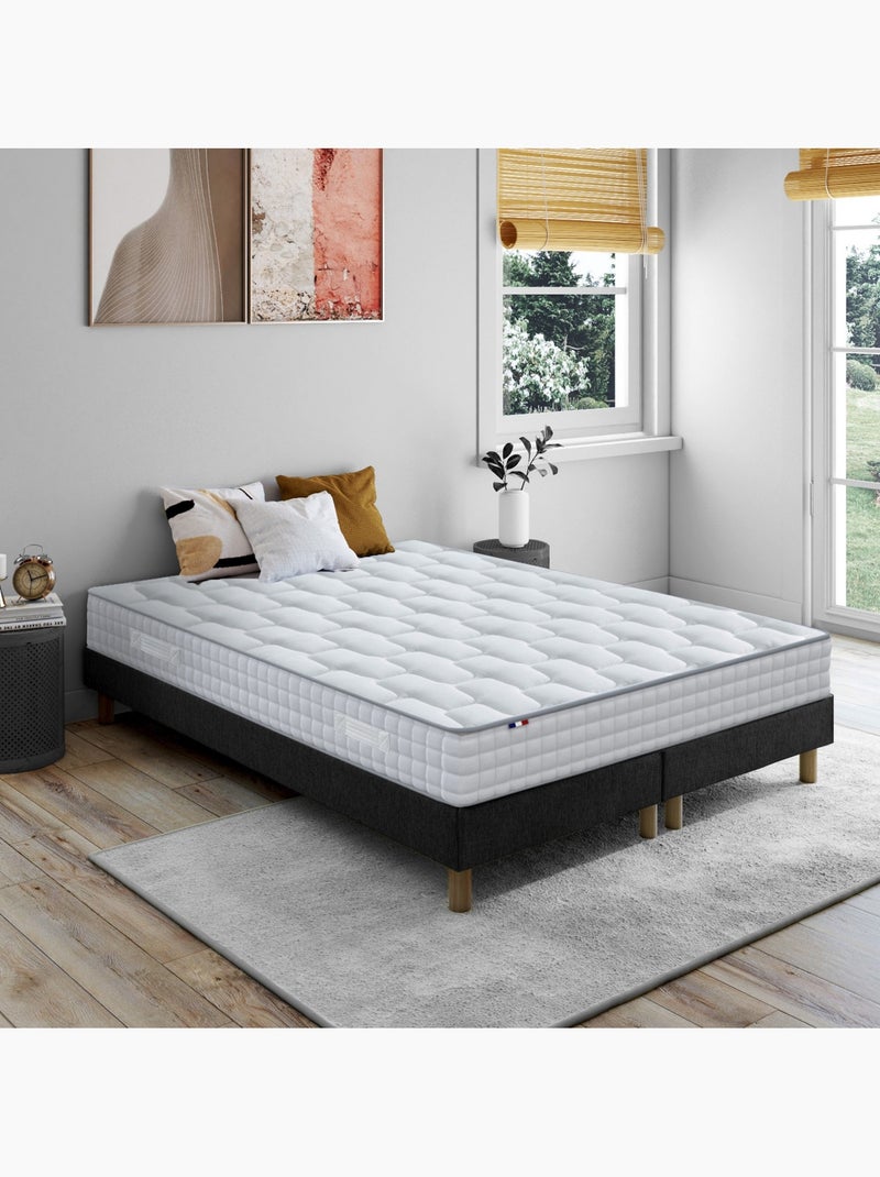 Ensemble matelas ressorts mémoire de forme sommier noir 2x80x200 gris anthracite - Kiabi