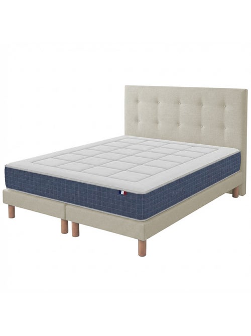 Ensemble matelas ressorts mémoire de forme + sommier tête de lit beige 2x90x200 - Kiabi