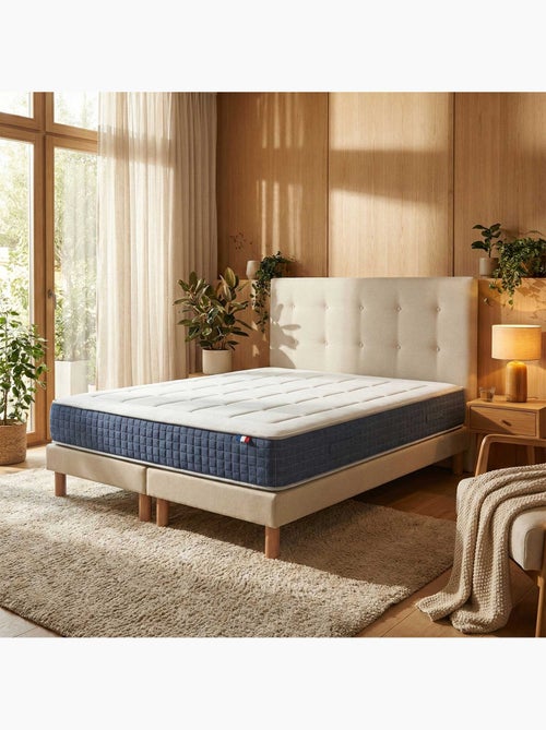 Ensemble matelas ressorts mémoire de forme + sommier tête de lit beige 2x90x200 - Kiabi