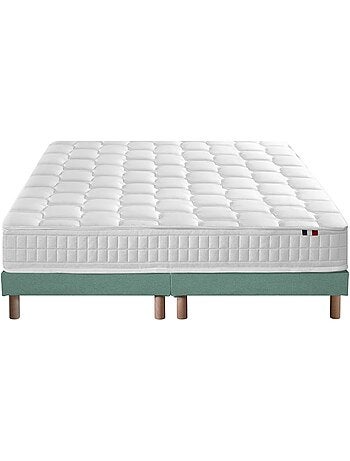 Ensemble matelas ressorts mémoire de forme sommier gris 2x90x200