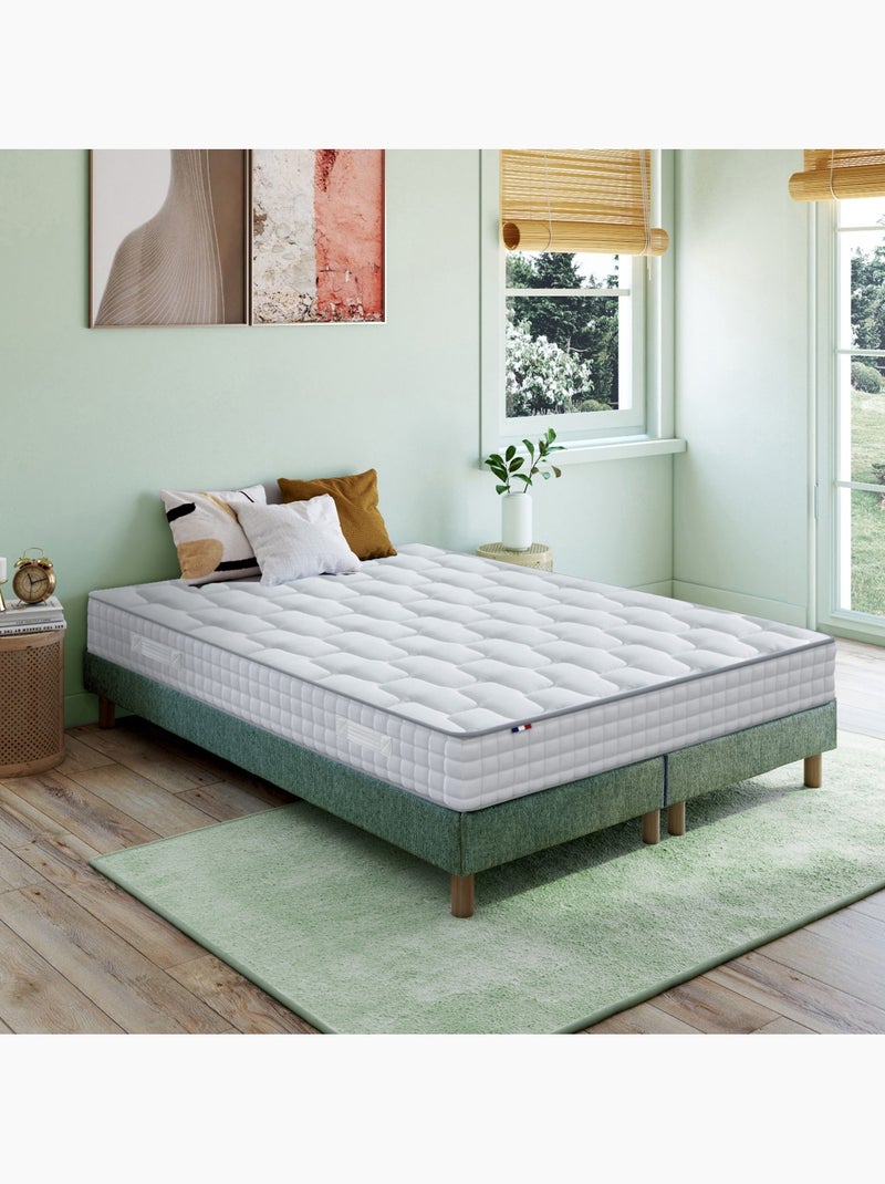 Ensemble matelas ressorts mémoire de forme sommier vert 2x90x200 Blanc Vert - Kiabi