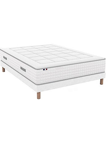 Ensemble matelas ressorts palacio sommier déco blanc