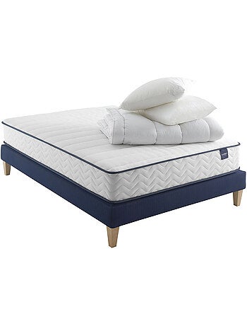 Ensemble matelas ressorts, sommier, pieds, couette et oreiller Rêve 300