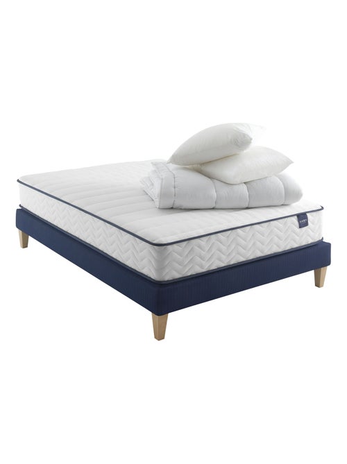 Ensemble matelas ressorts, sommier, pieds, couette et oreiller Rêve 300 - Kiabi