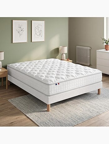 Ensemble matelas ressorts spectre sommier deco blanc