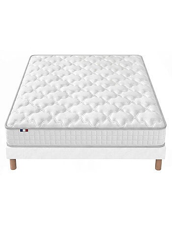 Ensemble matelas ressorts spectre sommier deco blanc