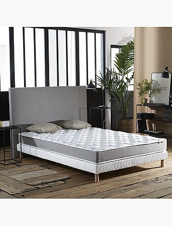 Ensemble matelas mousse réversible sommier bleu 90x190