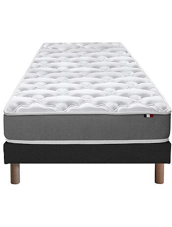 Ensemble matelas mousse réversible sommier bleu 90x190
