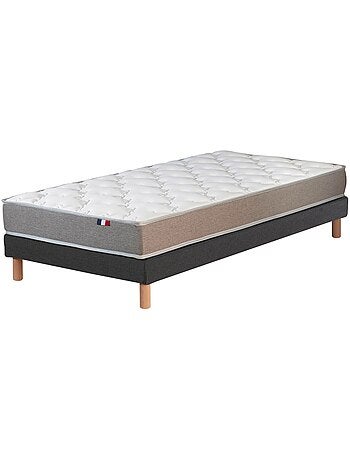 Ensemble matelas mousse réversible sommier bleu 90x190