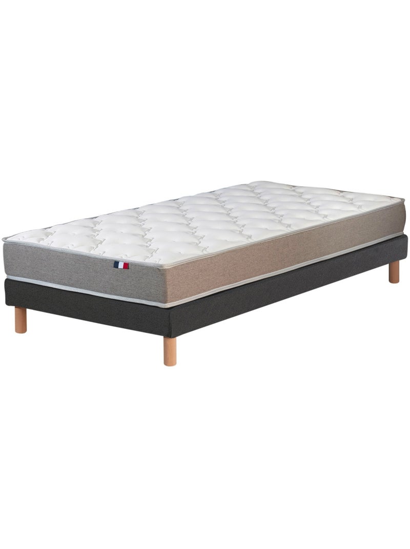 Ensemble matelas STRATUS mousse réversible sommier noir 90x190 gris anthracite - Kiabi