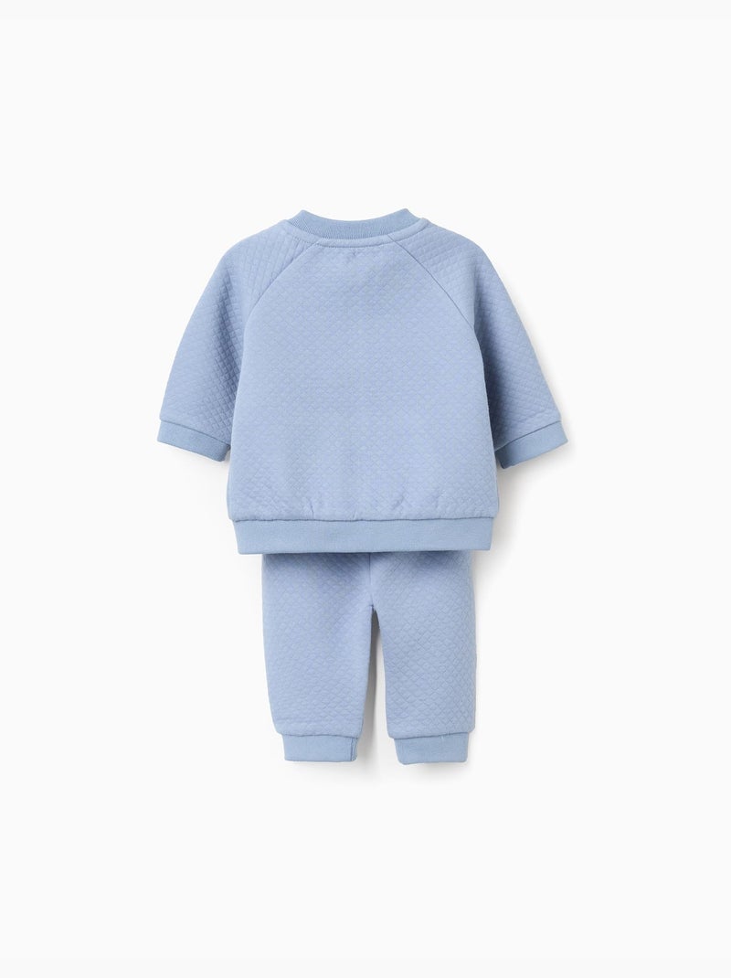 Ensemble matelassé de sweat zippé + pantalon Bleu clair - Kiabi