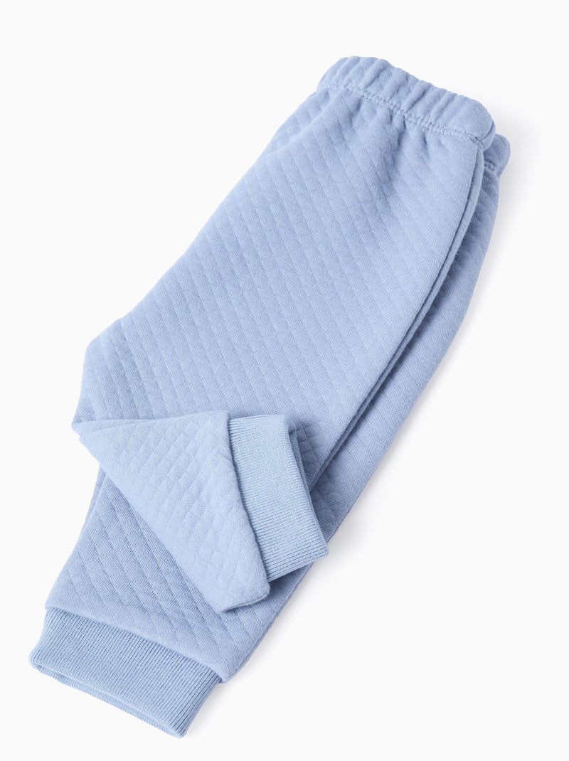 Ensemble matelassé de sweat zippé + pantalon Bleu clair - Kiabi