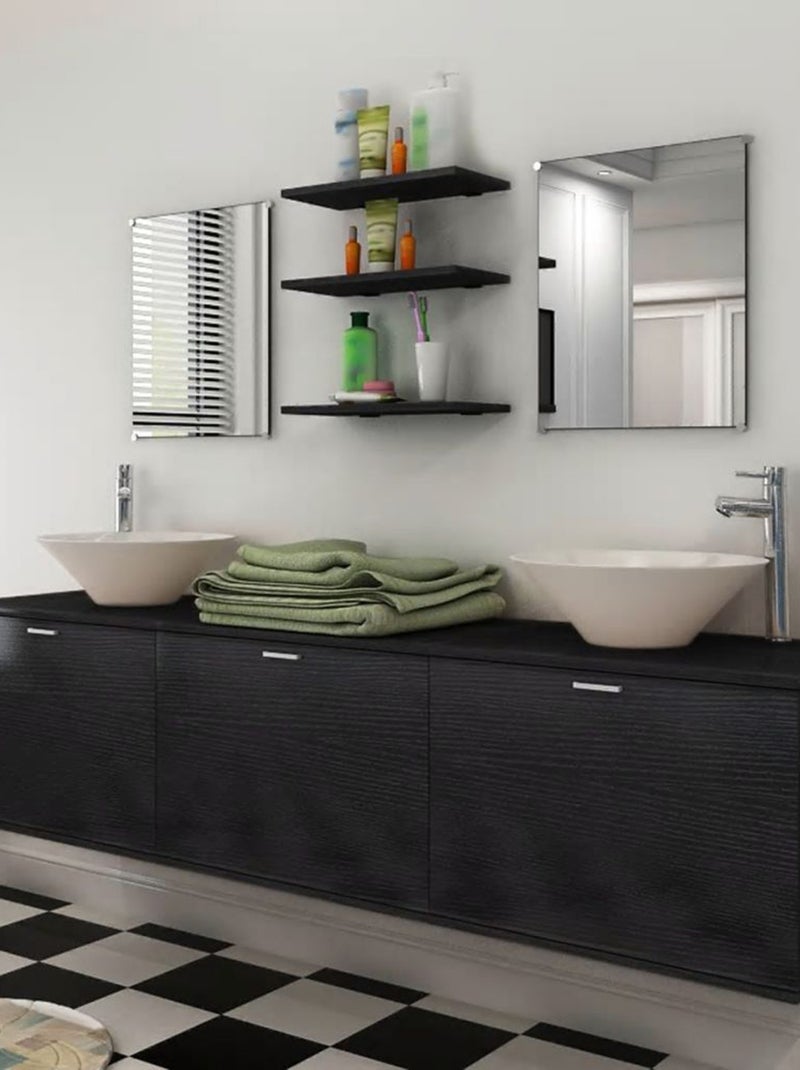 Ensemble meuble de salle de bain avec vasques et miroirs Noir - Kiabi
