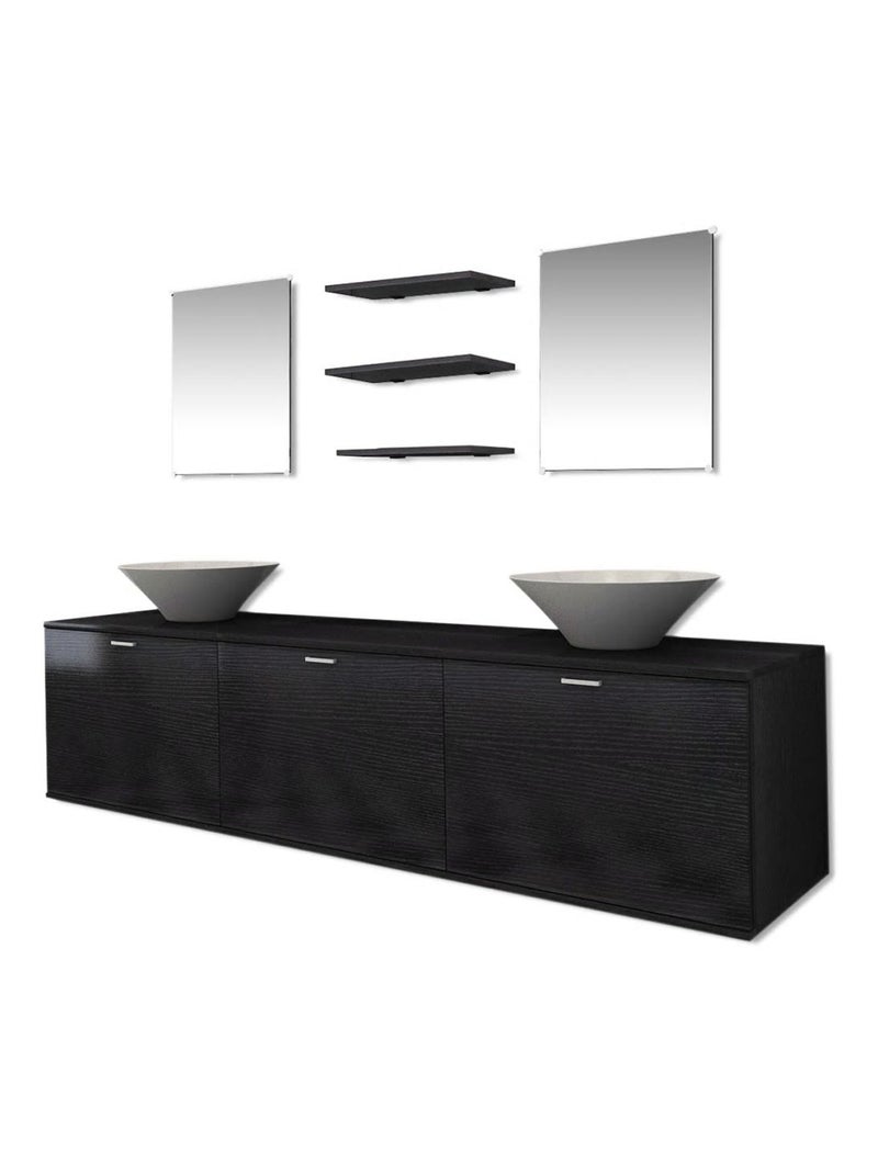 Ensemble meuble de salle de bain avec vasques et miroirs Noir - Kiabi