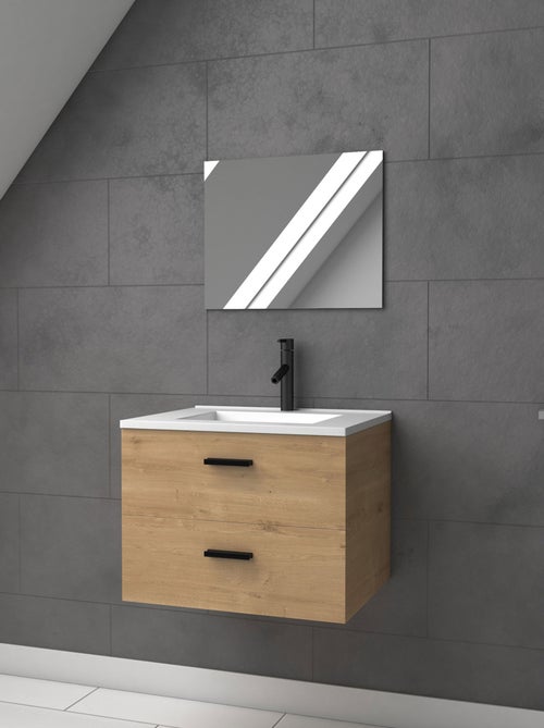Ensemble meuble vasque + miroir finition bois - Kiabi Ensemble meuble vasque + miroir finition bois - Kiabi