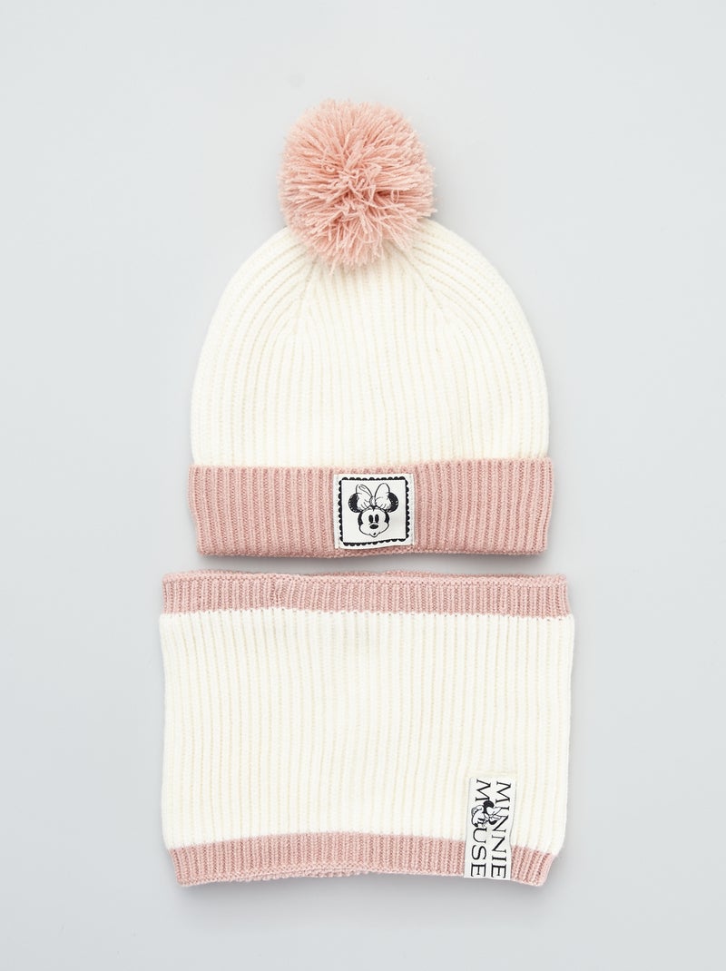 Ensemble 'Minnie' snood + bonnet - Lot de 2 Blanc/beige - Kiabi