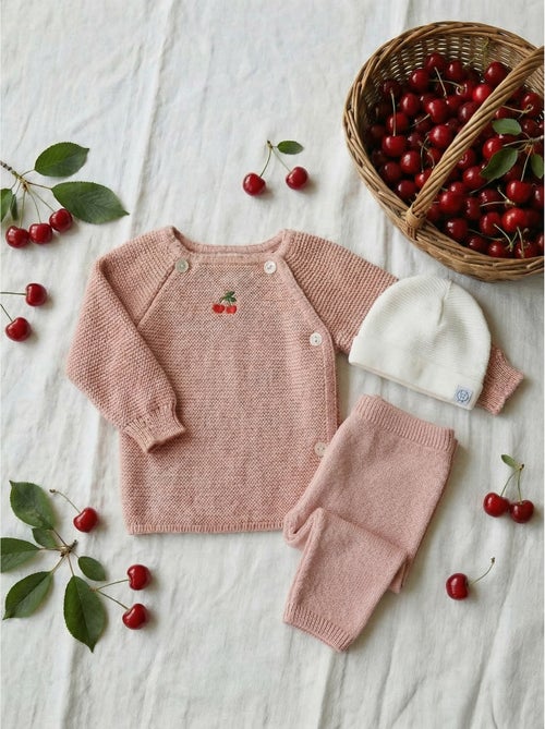 Ensemble naissance broderie cerise - Kiabi Ensemble naissance broderie cerise - Kiabi