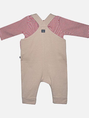 ENSEMBLE NAISSANCE T-SHIRT + SALOPETTE MOLLETON FLECHETTE