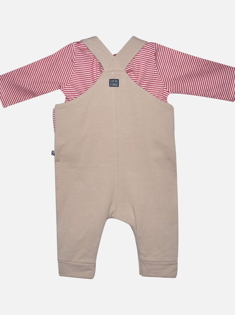 ENSEMBLE NAISSANCE T-SHIRT + SALOPETTE MOLLETON FLECHETTE Beige - Kiabi