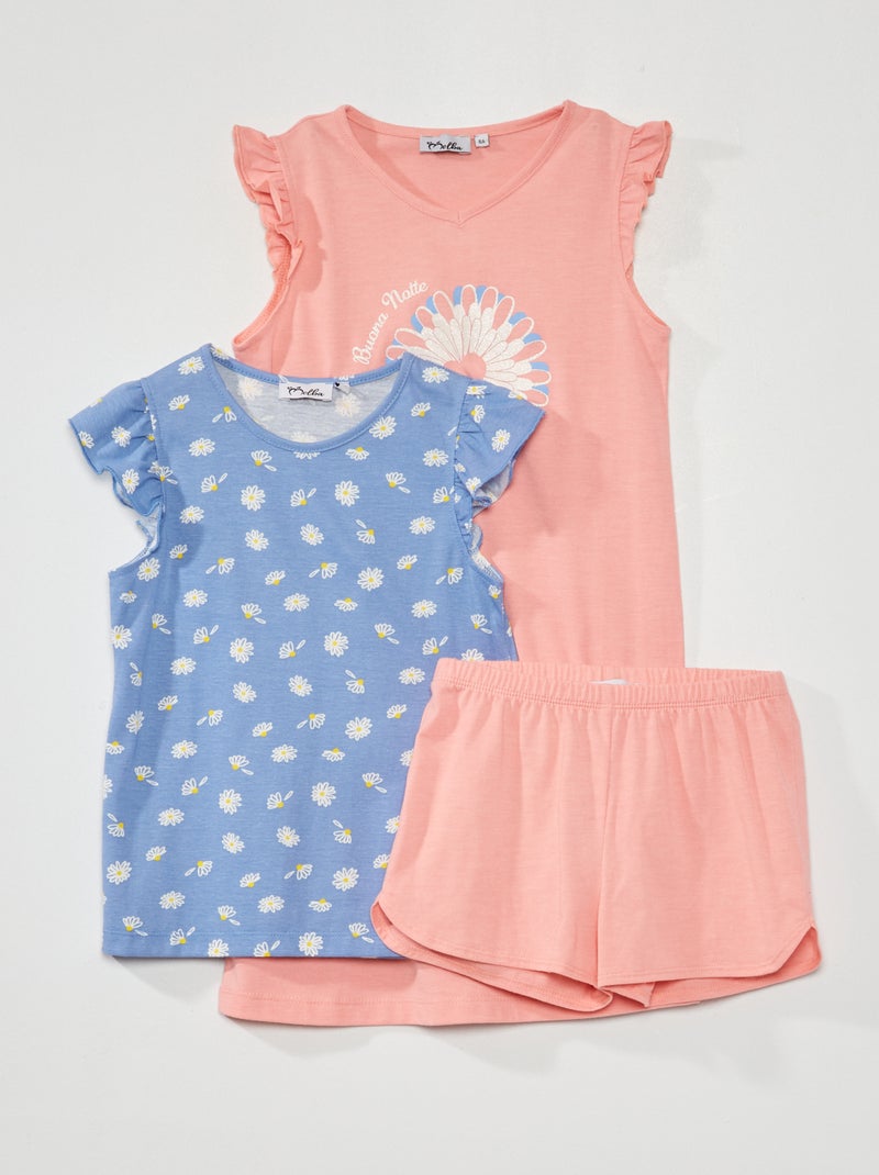 Ensemble nuisette et pyjama 2 pièces rose/bleu - Kiabi