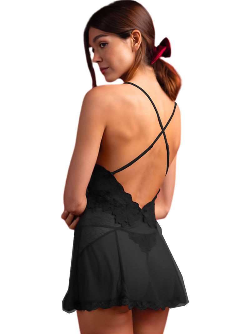 Ensemble nuisette et string Audrey Noir - Kiabi