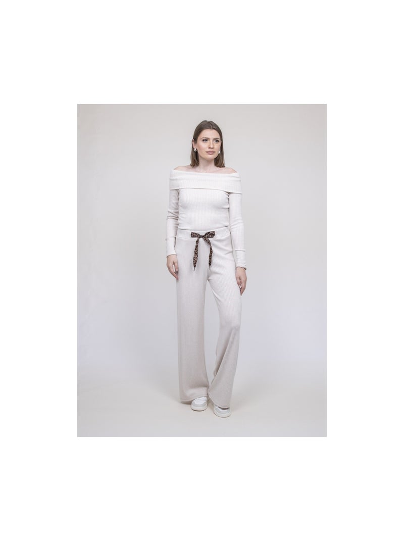 Ensemble pantalon côtelé ECHALA Ecru - Kiabi