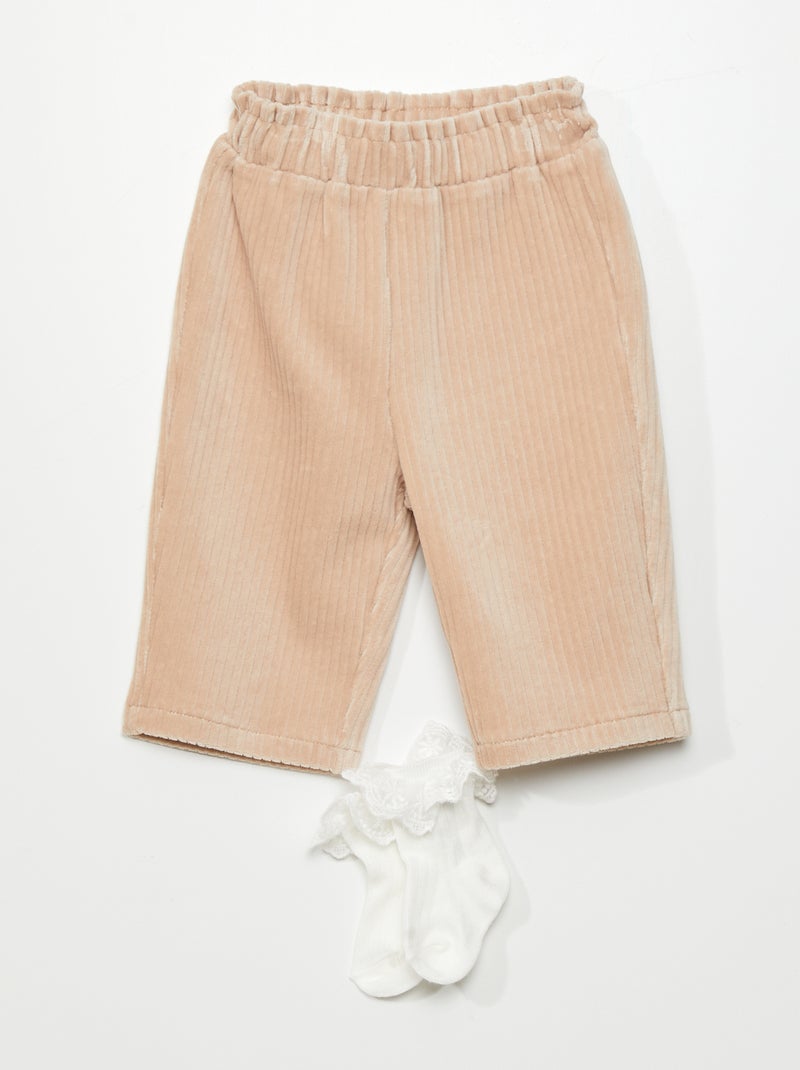 Ensemble pantalon en velours + chaussettes - 2 pièces Beige - Kiabi