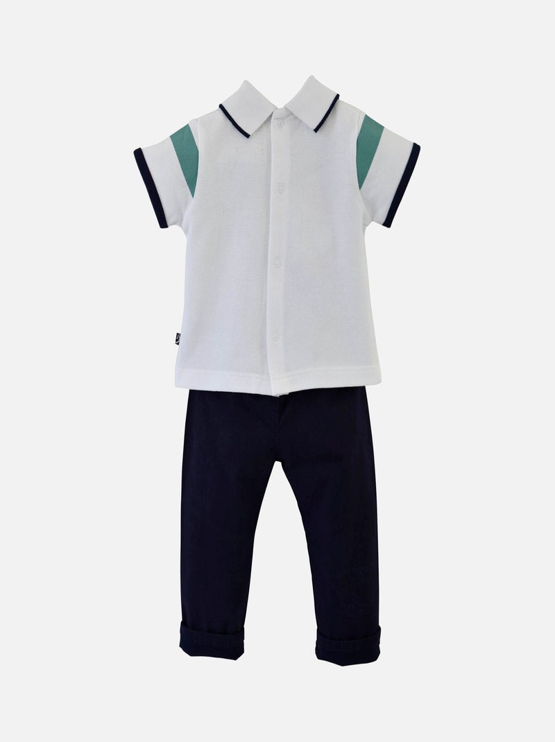 ENSEMBLE PANTALON ET POLO WASABI Bleu - Kiabi